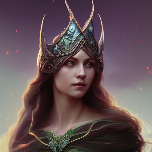 Viking Goddess Portrait in Art Nouveau Style