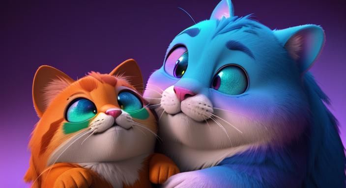 Cuddly Creatures Cuddling: 3D Digital Art