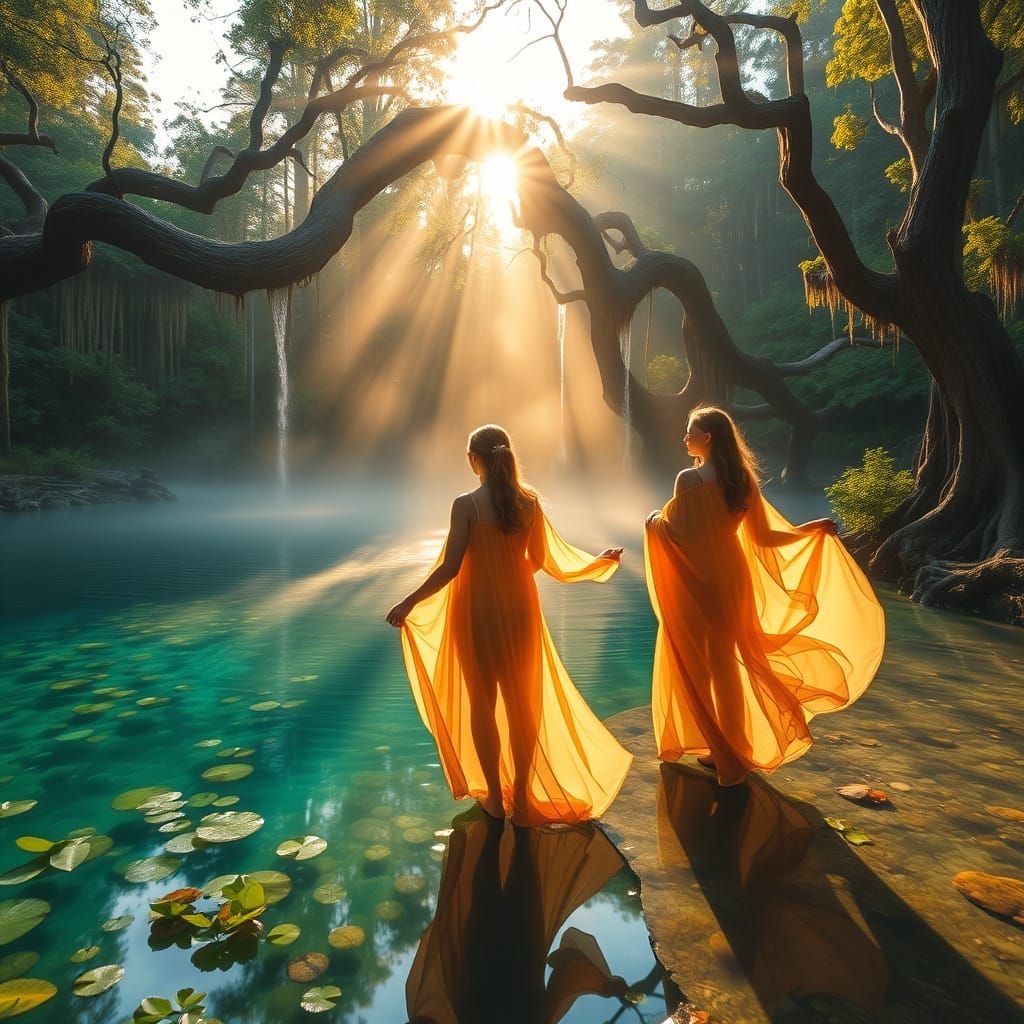 Sisters in Paradise: A Florida Springs Scene