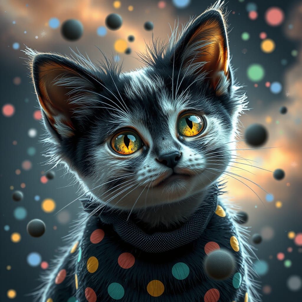 Whimsical Galaxy Cat in Digital Art Style