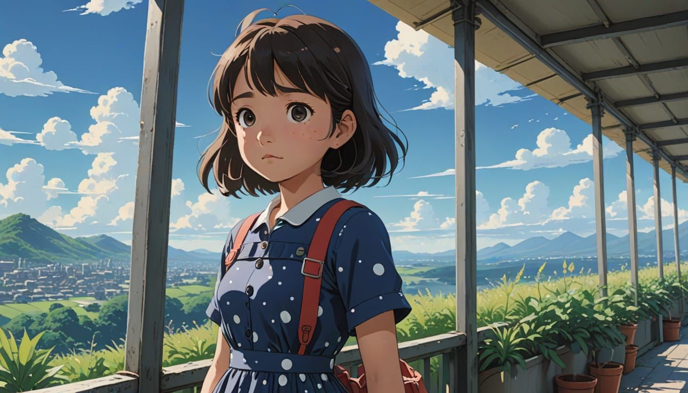 Anime Baby Girl in Polka Dots Dress