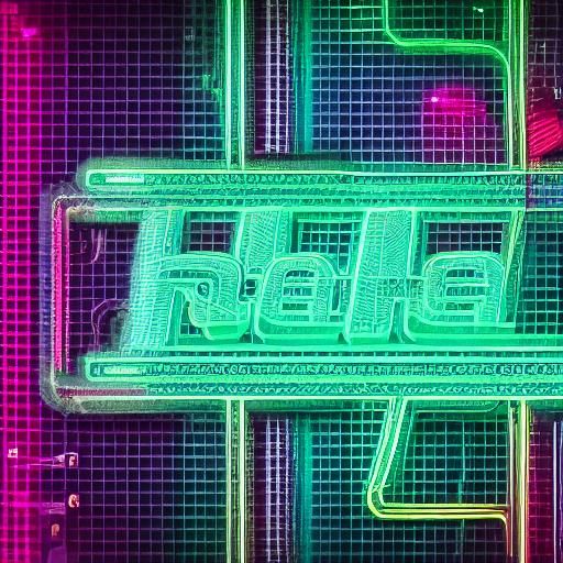 Futuristic Cyberpunk Logo with Neon Circuitry