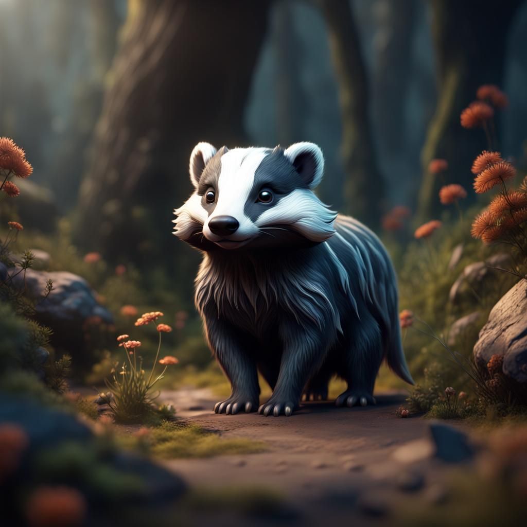 Cute Badger in Detailed Fantasy Art
