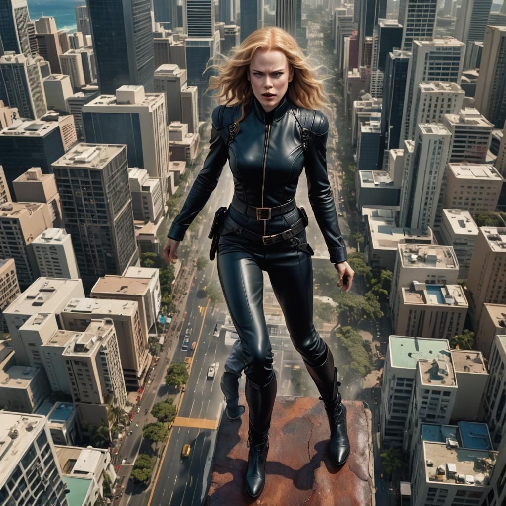 Giant Woman Stomping Through Honolulu: Detailed Matte Painti...