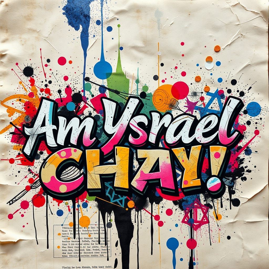 Vibrant Mixed Media Collage with Graffiti Textures