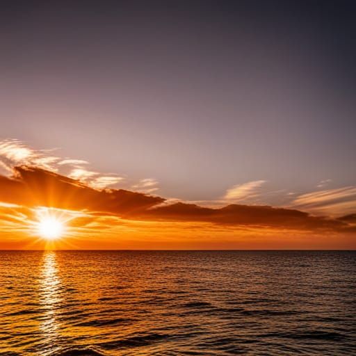 Sunrise Over Beach with Sci-Fi Haze, Digital Oil Painting