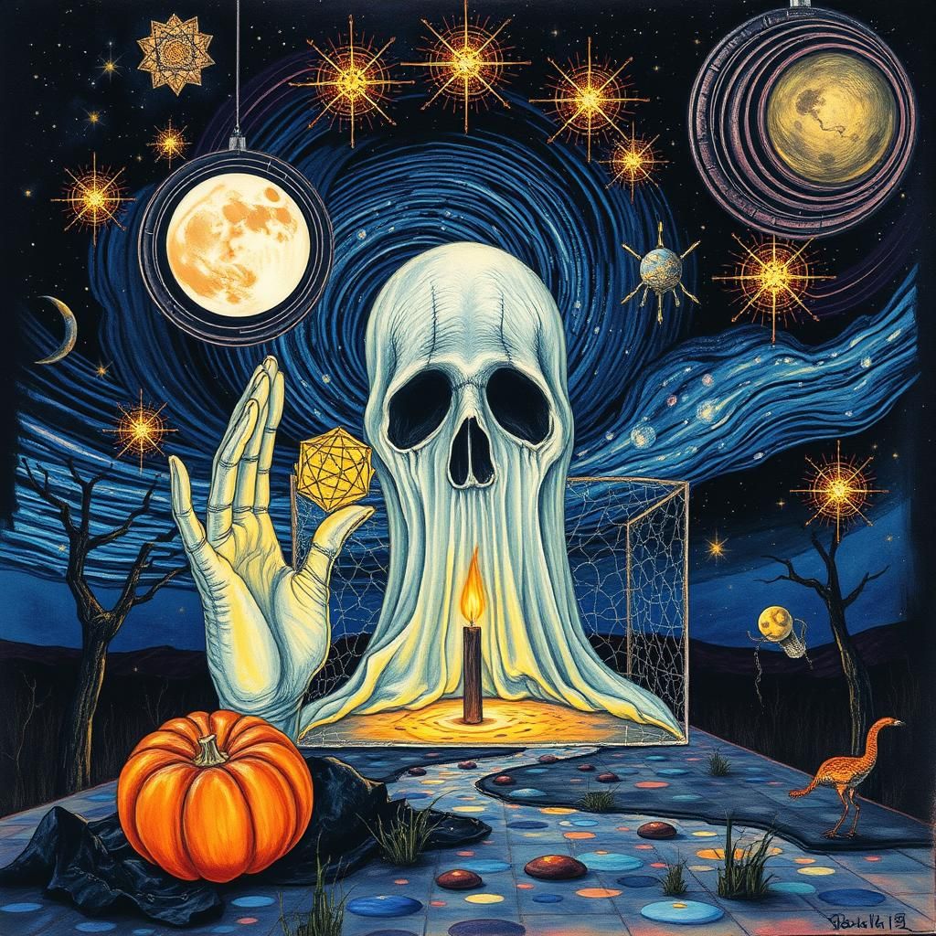 Surreal Halloween Dreamscape in Faded Alcohol Ink