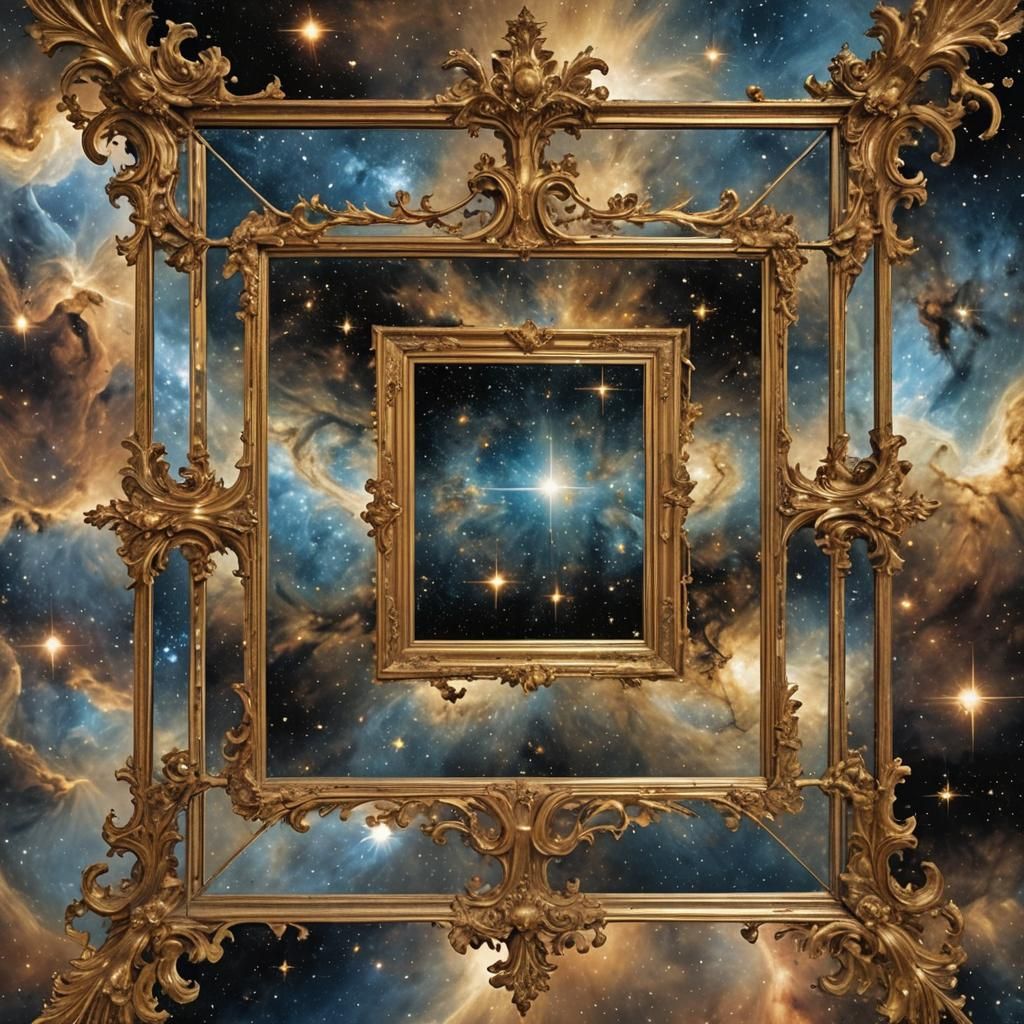 Galactic Portal Mirrored in Antique Mondrian Style