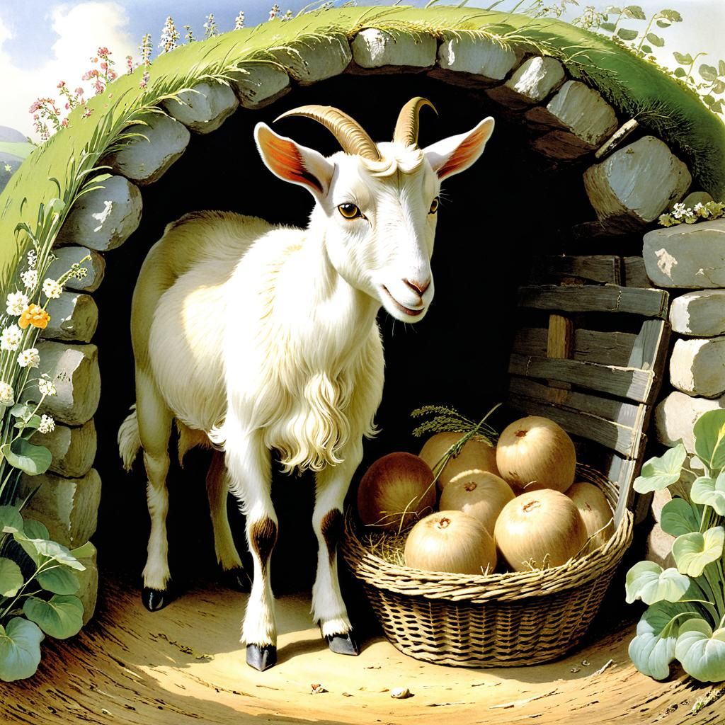 Greedy Goat in Beatrix Potter Style