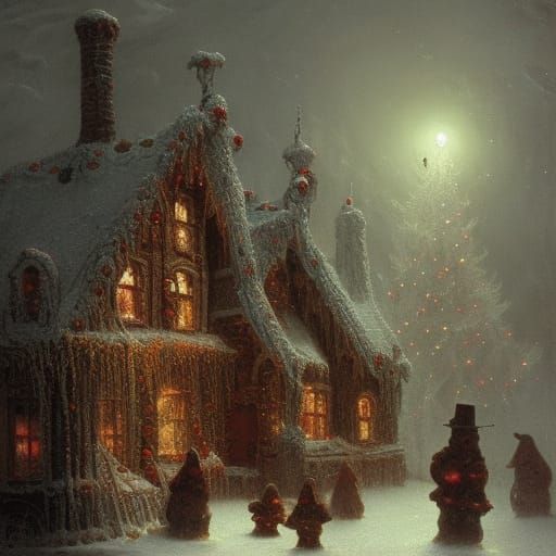 Gingerbread House in Gothic Christmas Wonderland