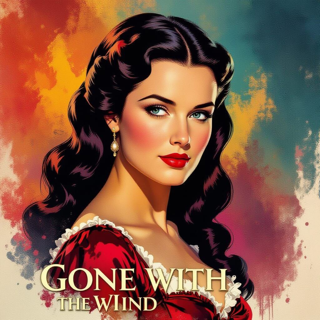Scarlett O'Hara in Dramatic Splash Art Style