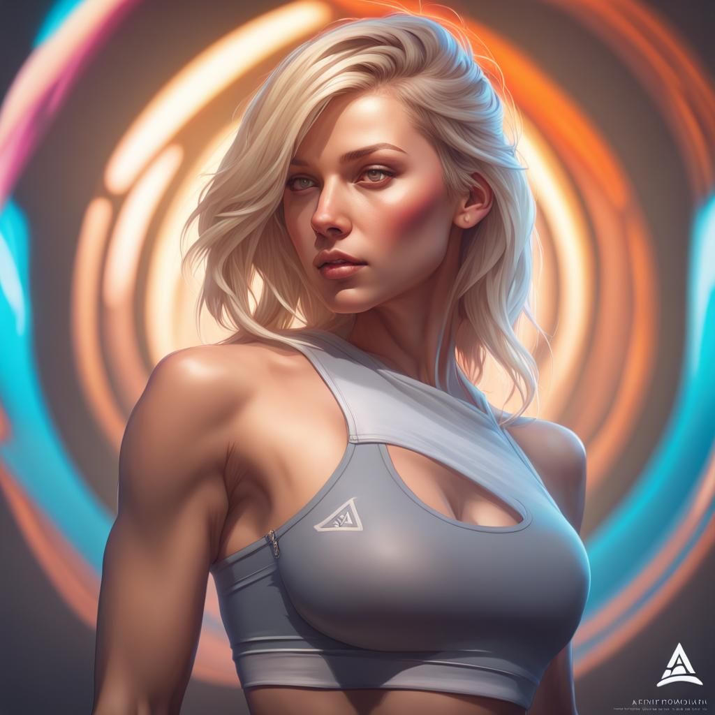 Blonde in Yoga Pants, Back View: Detailed Portrait