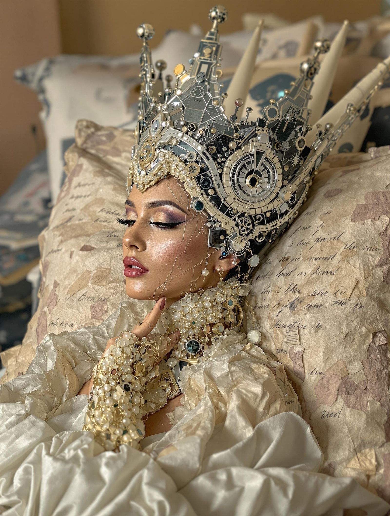 A Crown of Sci-Deco Steam-Fi Words Pillowed in an Octane Sleepweeper's Lies