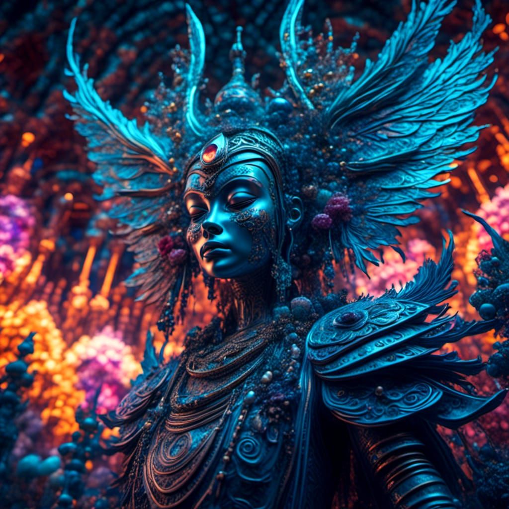 Cosmic Mayan Soul Eater in Cubist Style