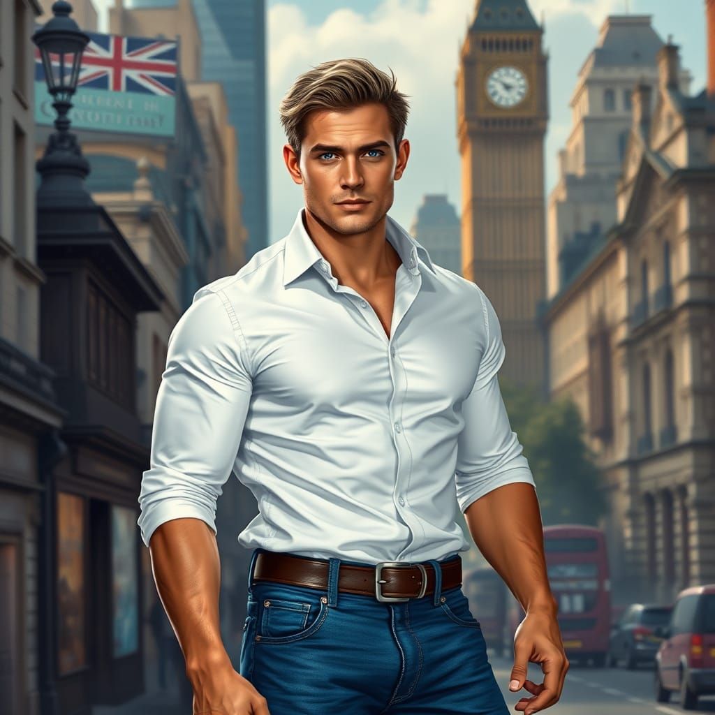 London Superhero: Handsome Man in Fantasy Concept Art