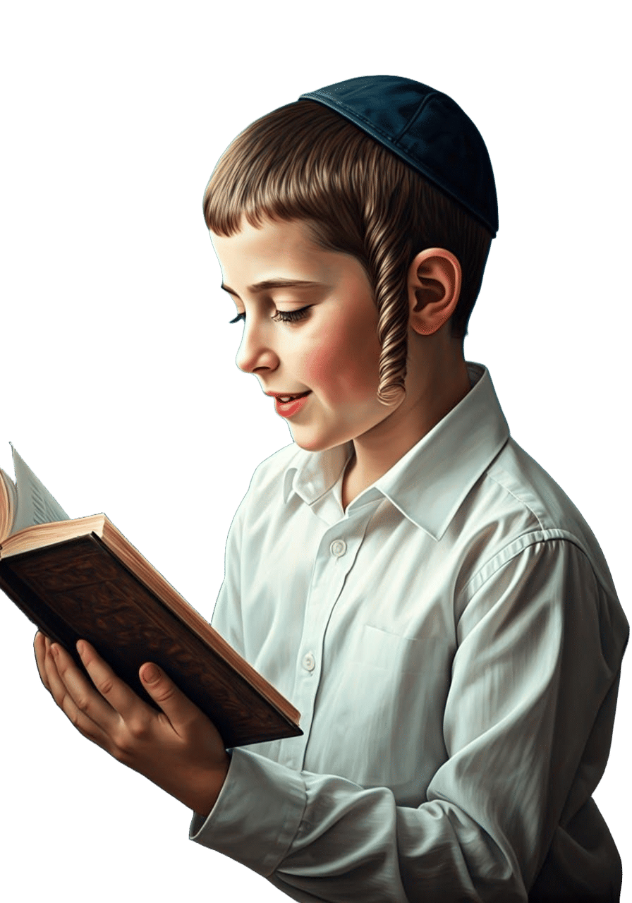 Ultra-Orthodox Boy Studying, Expressive Portrait