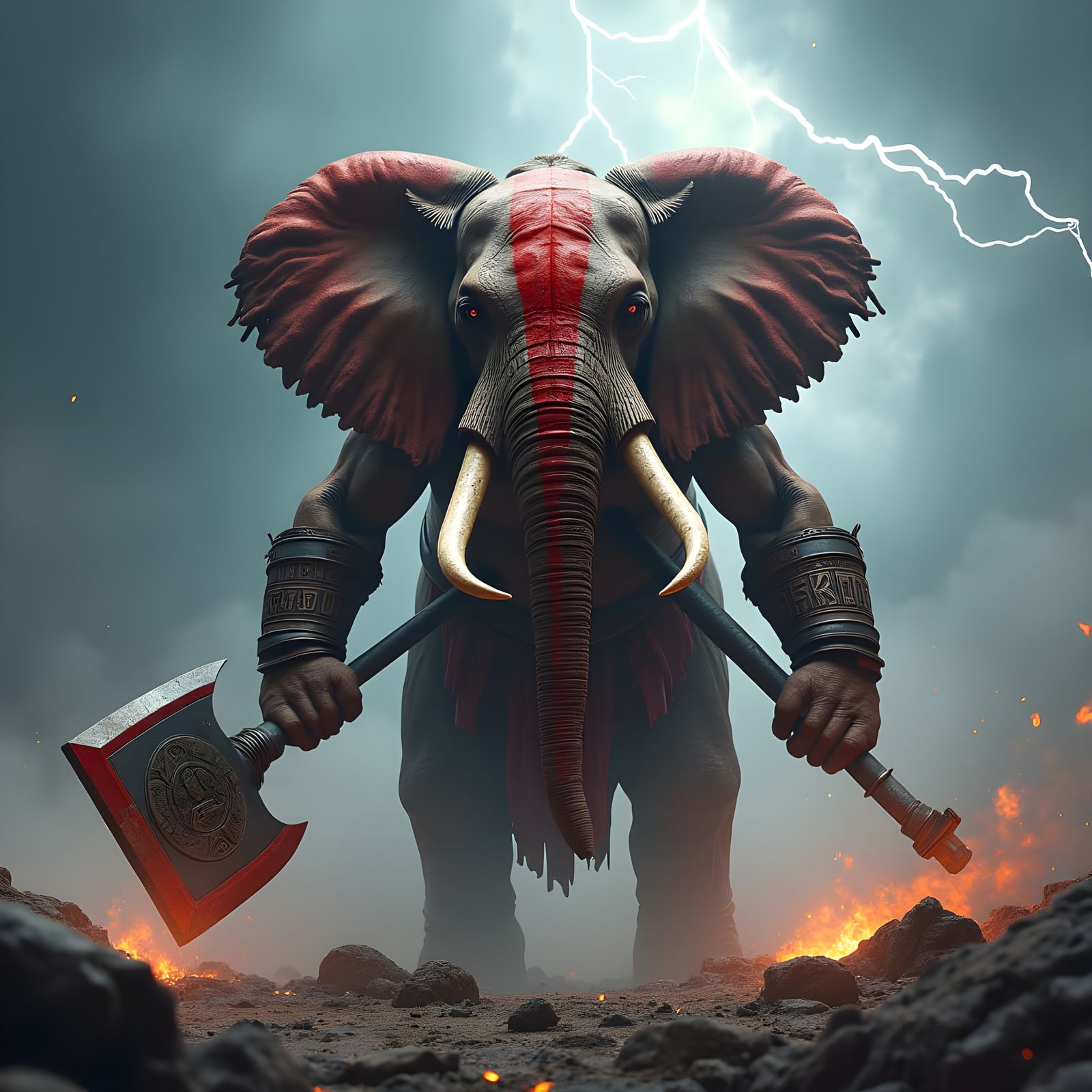 Kratos-Elephant Hybrid in Mythical Battlefield