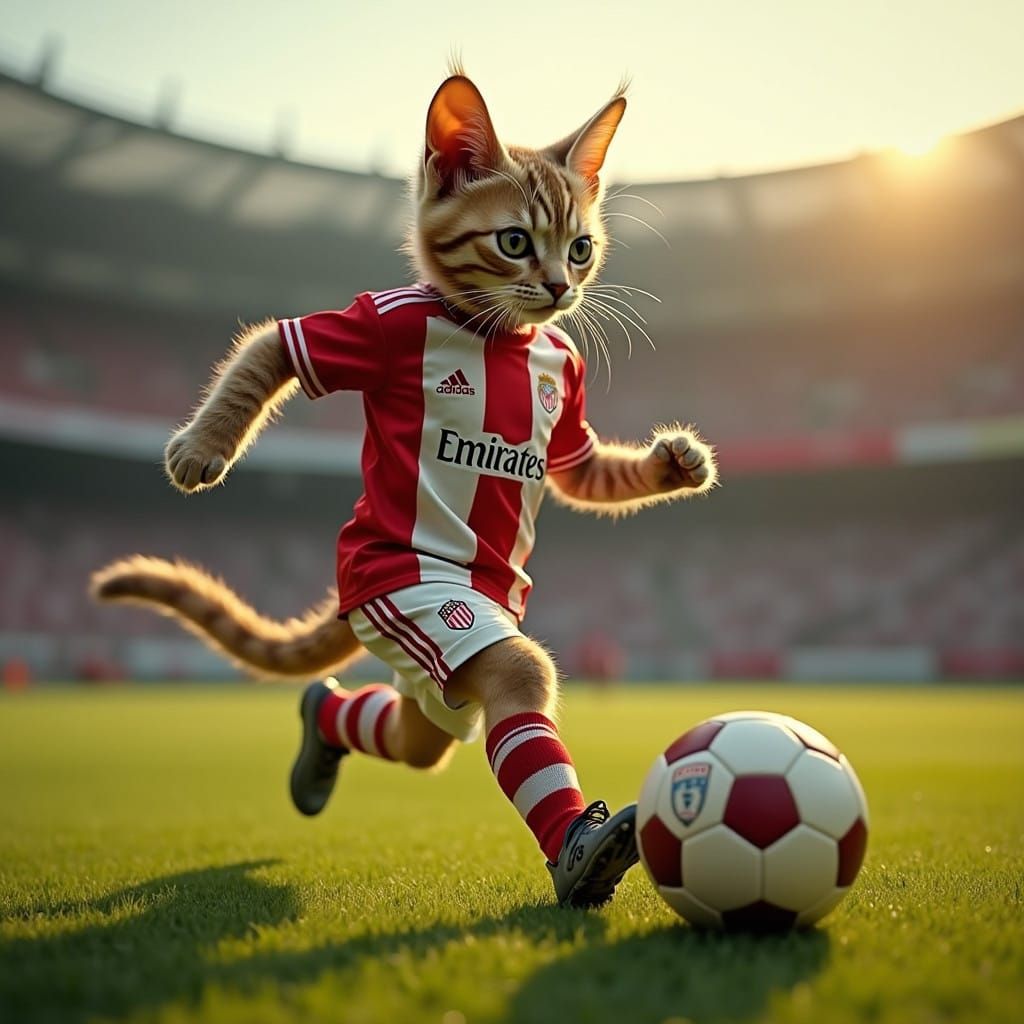 Feline Fútbol Hero in Cinematic Glory