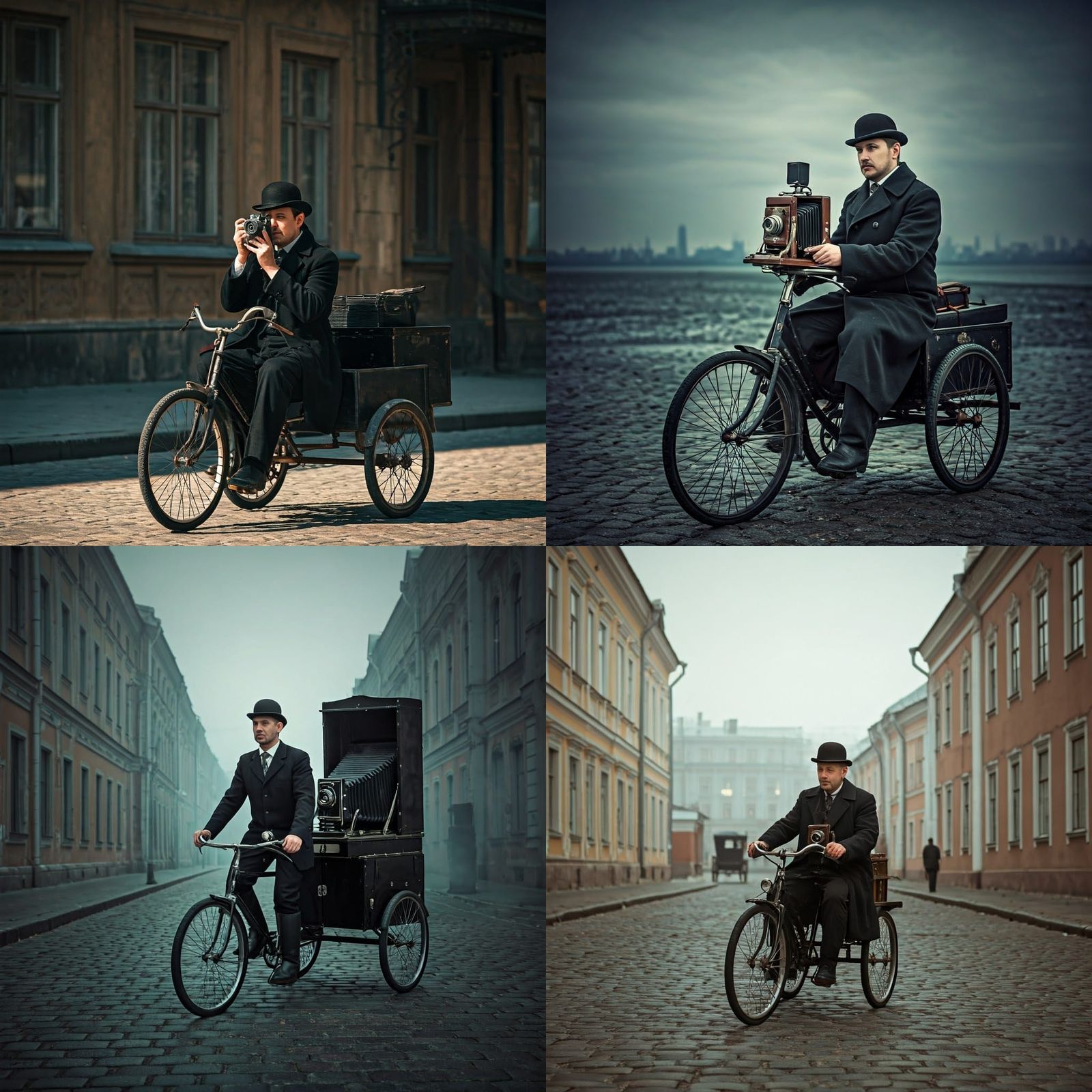 Mysterious 18th Century Street Photographer in Cinematic Bla...