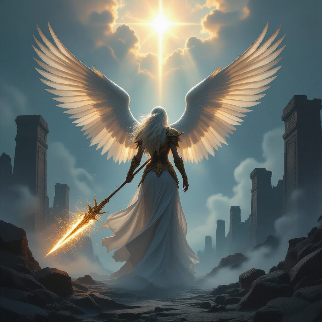 Starlight Valkyrie Descends on Cosmic Ruins