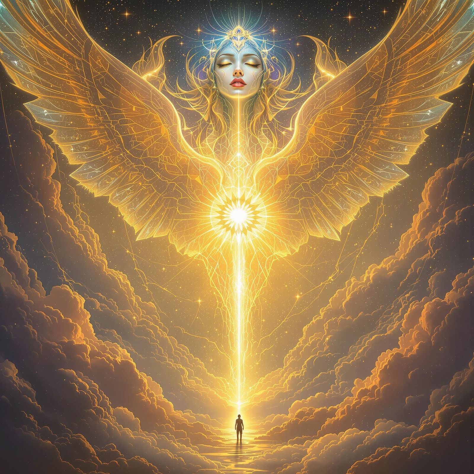 Surreal Celestial Realm with Omnipresent Deity and Infinite ...