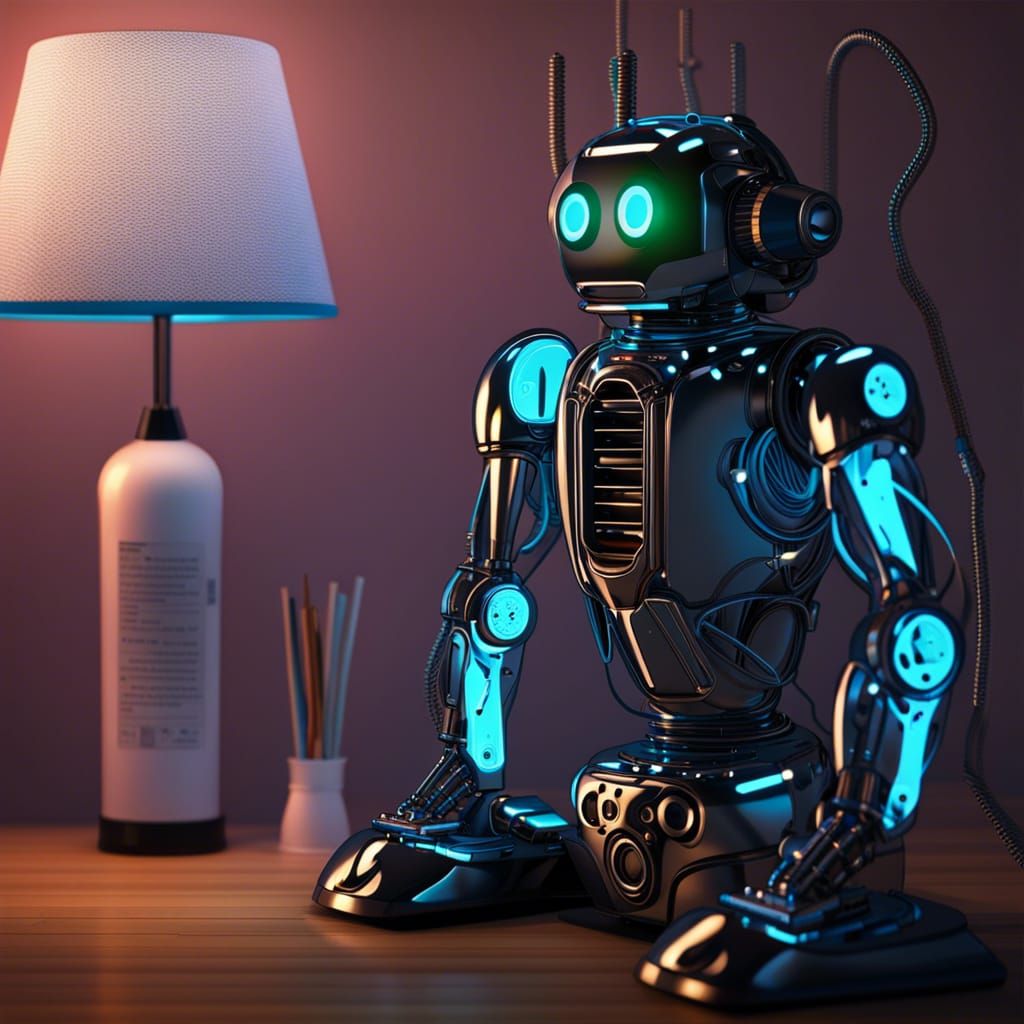 Cybernetic Robot in Futuristic Cyberpunk Style