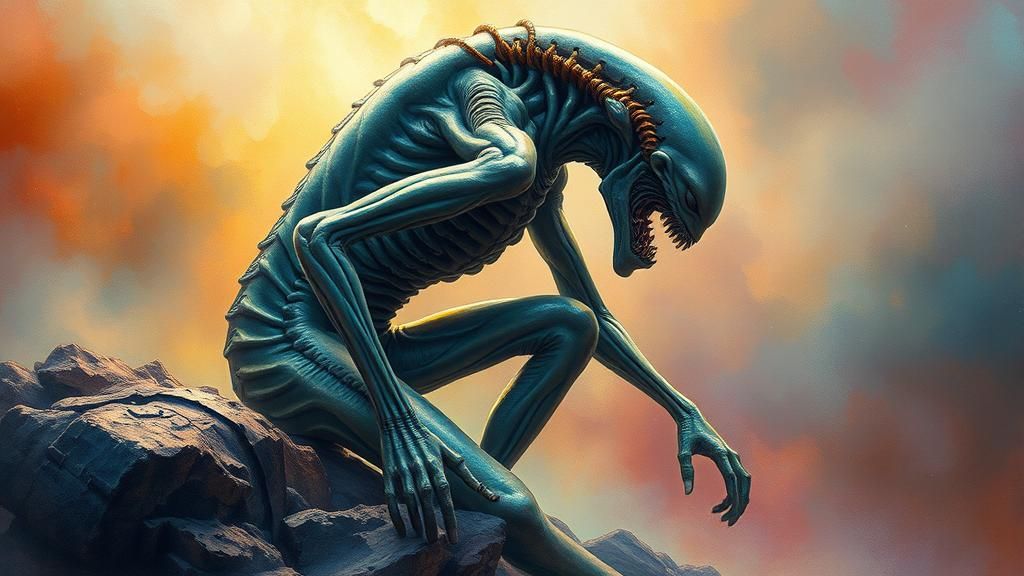 Morphing Humanoid Figure in Surrealist Style