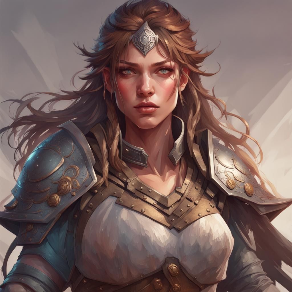 Detailed Warrior Girl Portrait in Dynamic Lighting