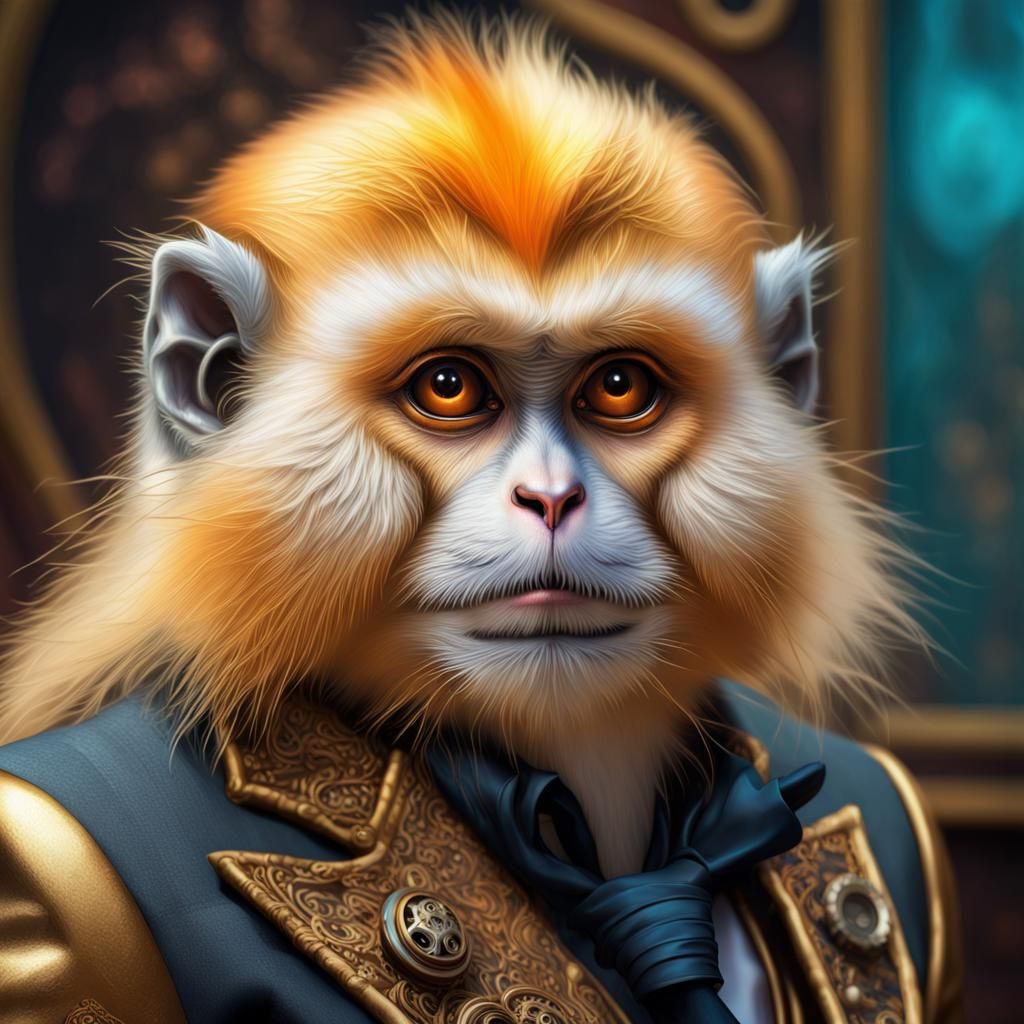 Steampunk Monkey Gentleman in Hyperrealistic Fantasy Art