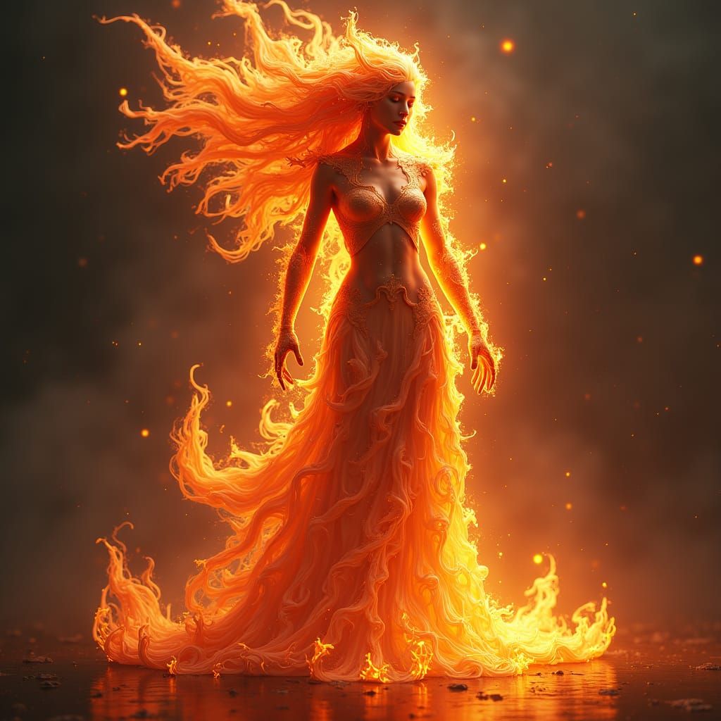 Fiery Female Elemental Concept Art