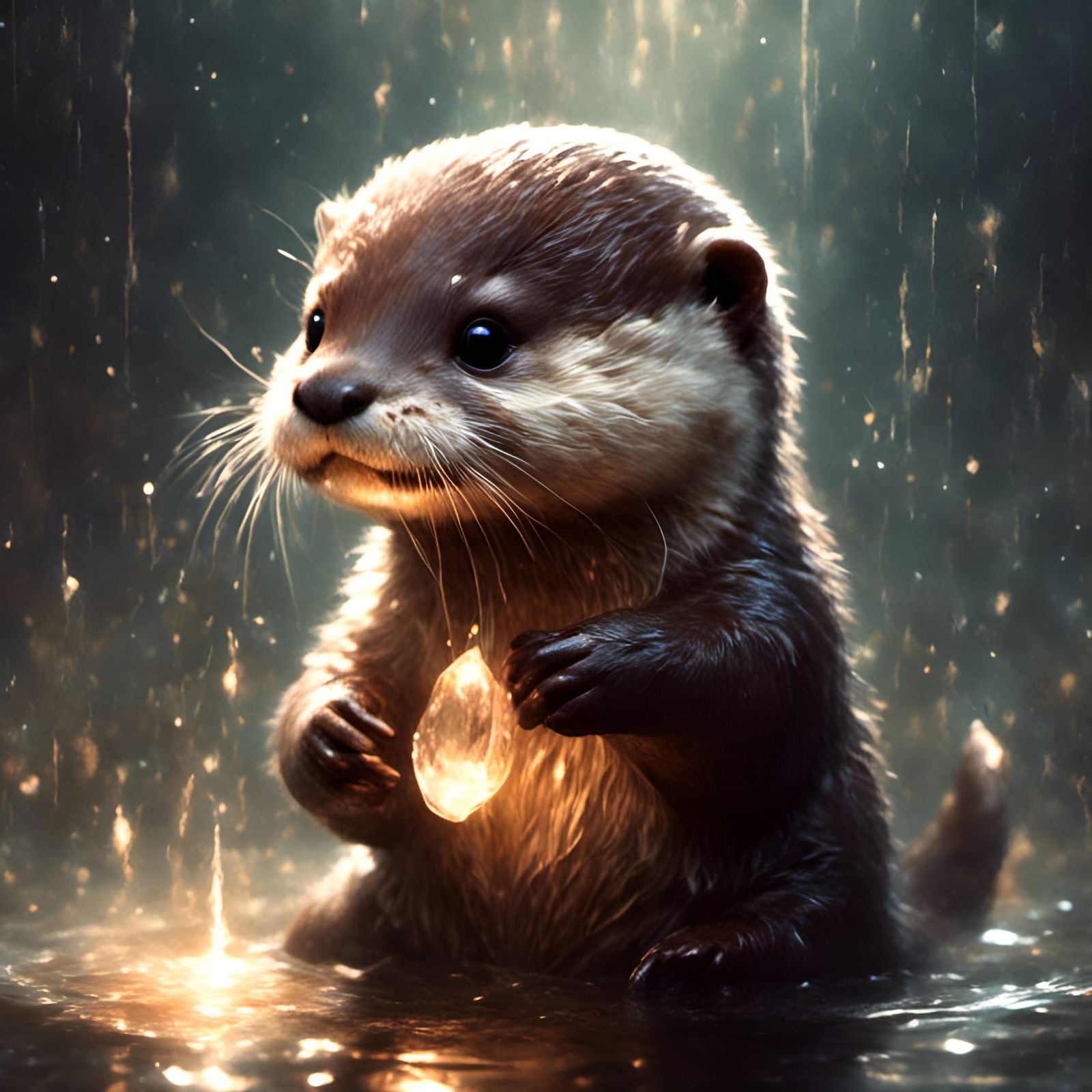 Cute Chibi Otter with Fairy Dust Glow