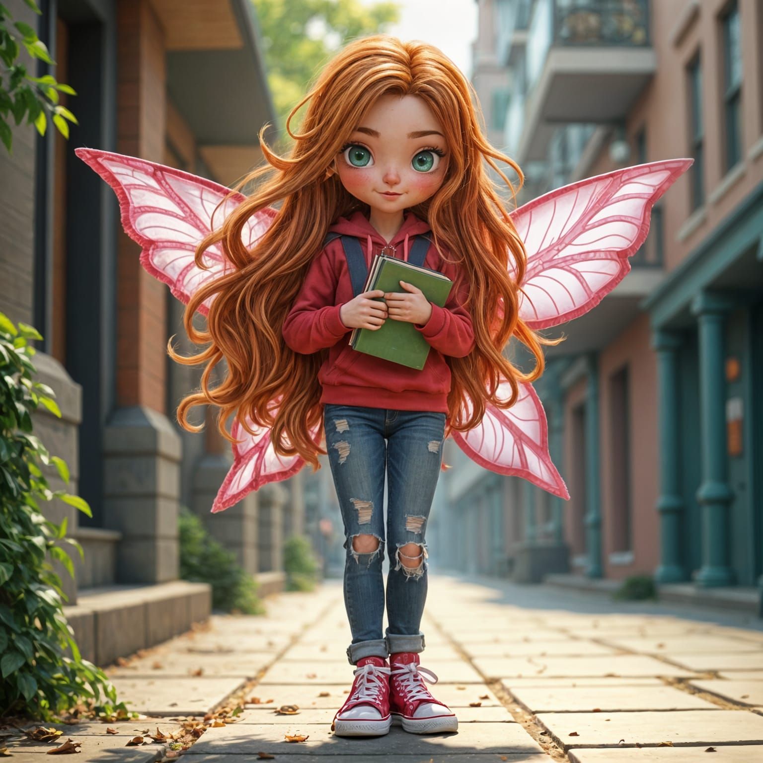 Teenage Fairy with Books, Photo Realistic Art