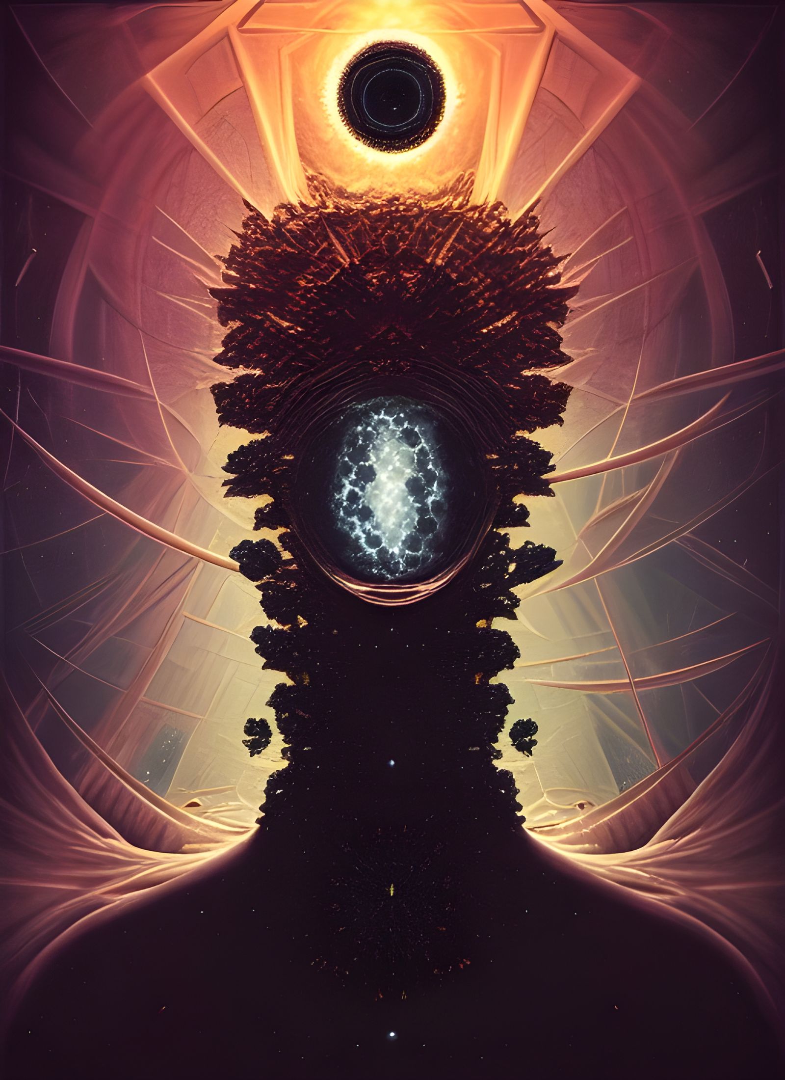 Fragmented Black Hole God in Voxel Fractal Style