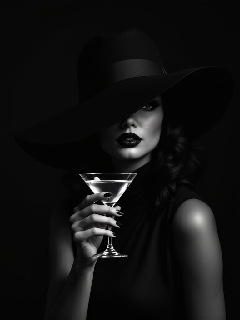 Sophisticated Woman in Classic Film Noir Style