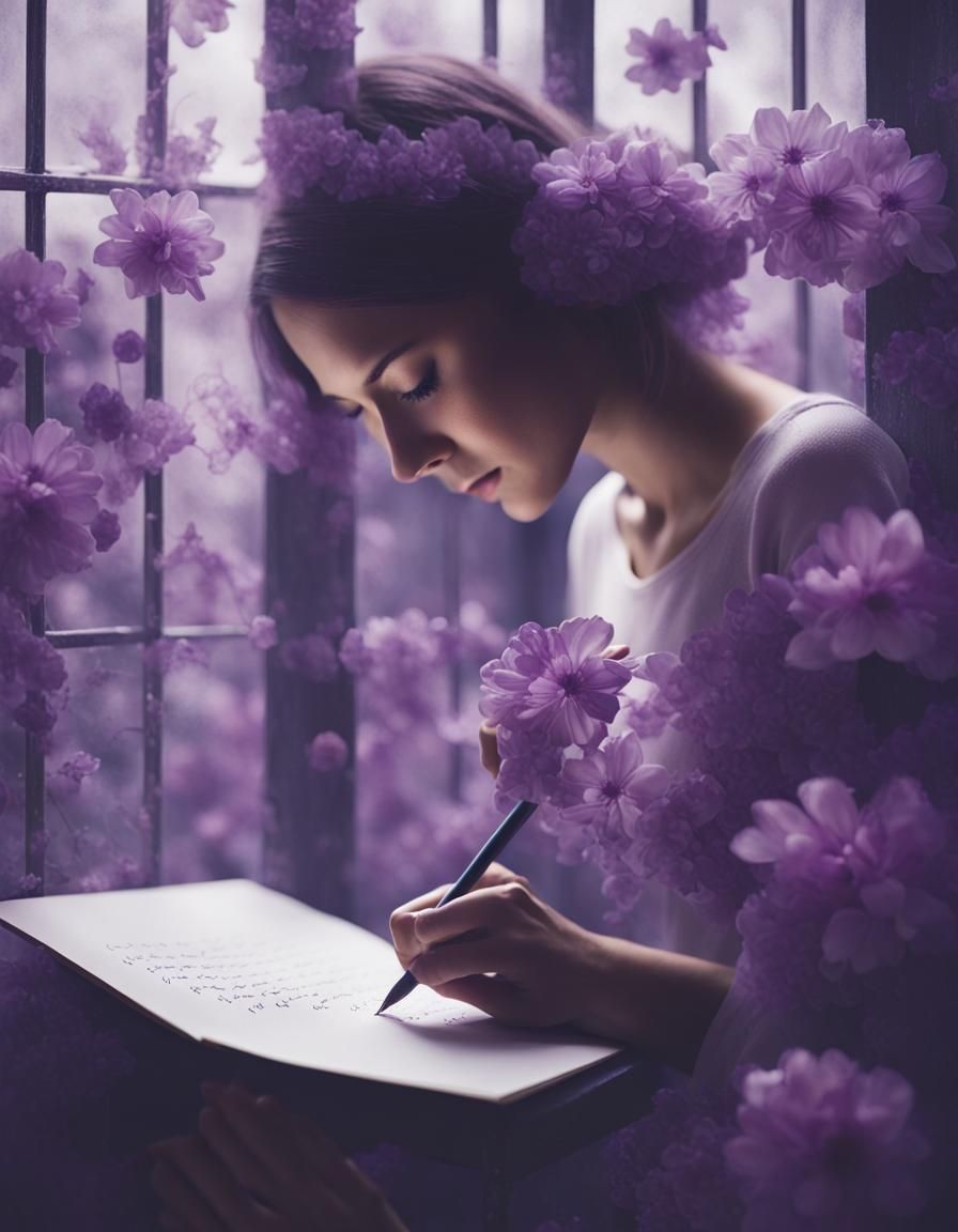 Floral Mind of Poet in Cell: Double Exposure