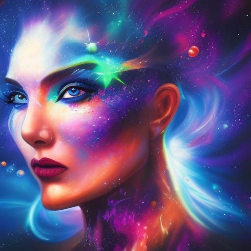 Hyperrealistic Cosmic Entity in Splash Art Style
