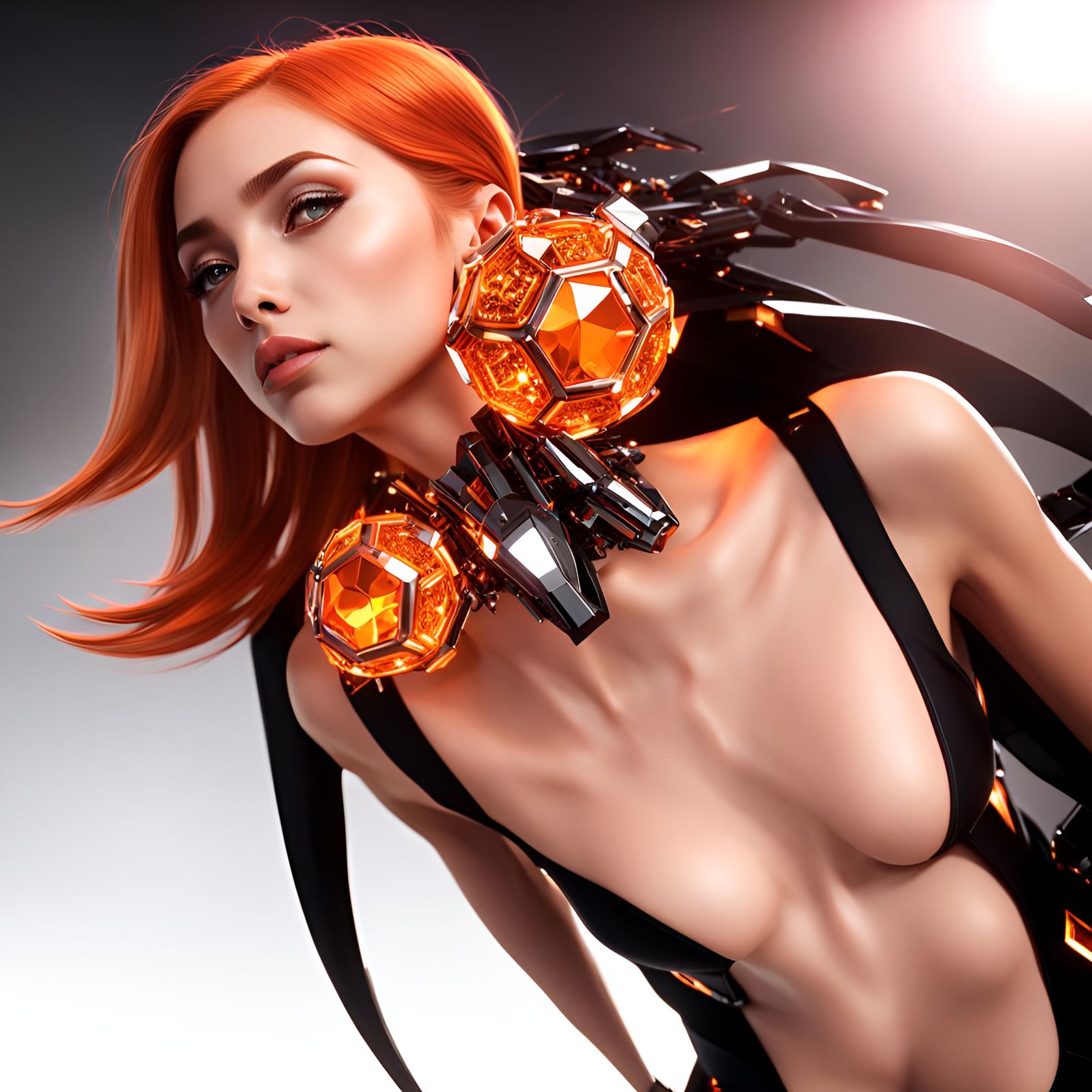 Futuristic Latina with Crystalline Adornments in Sci-Fi Styl...