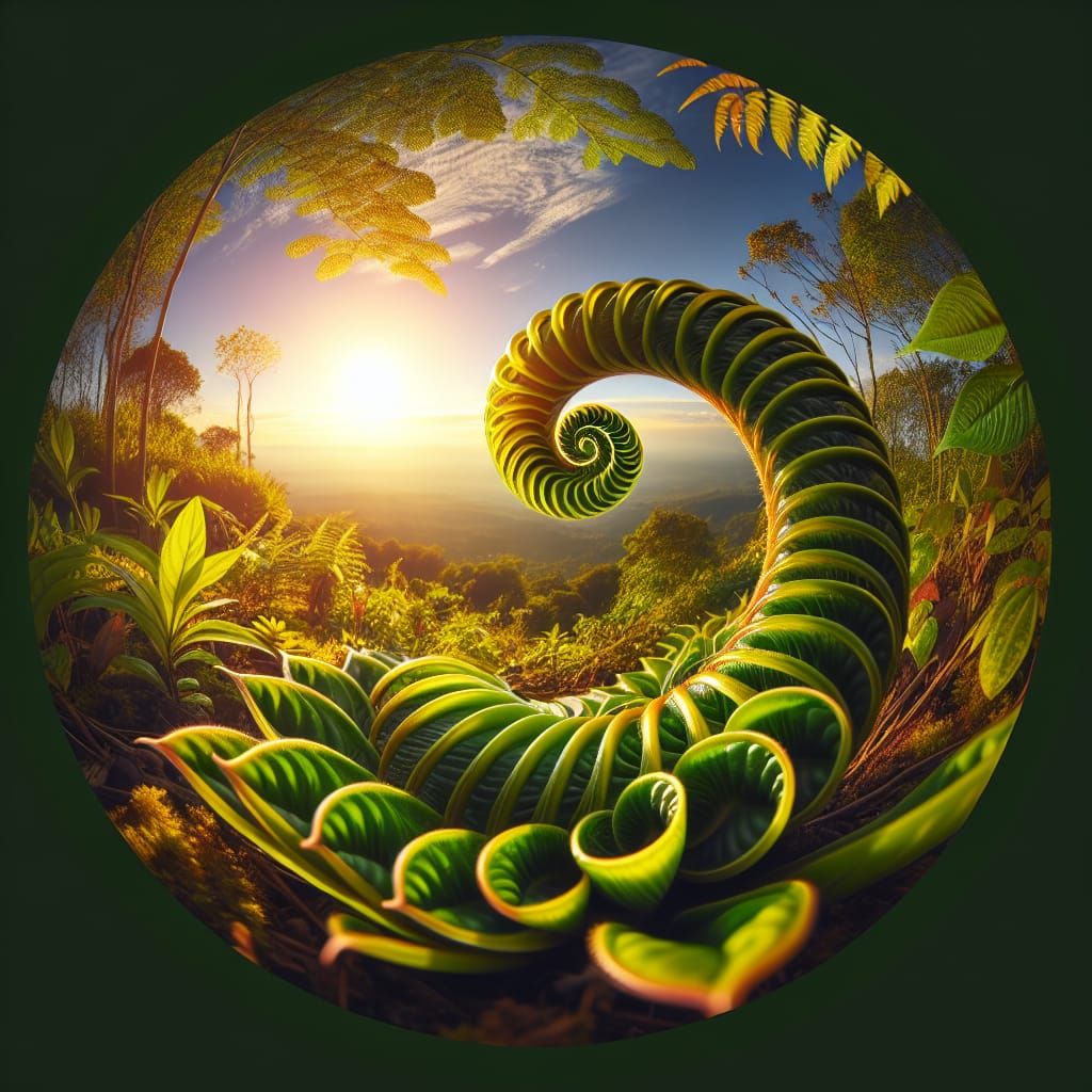 Spiraling Plant Reaching for the Sky