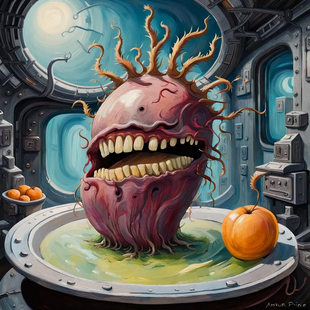 Digestive Horror: A Maximalist Impressionist Painting