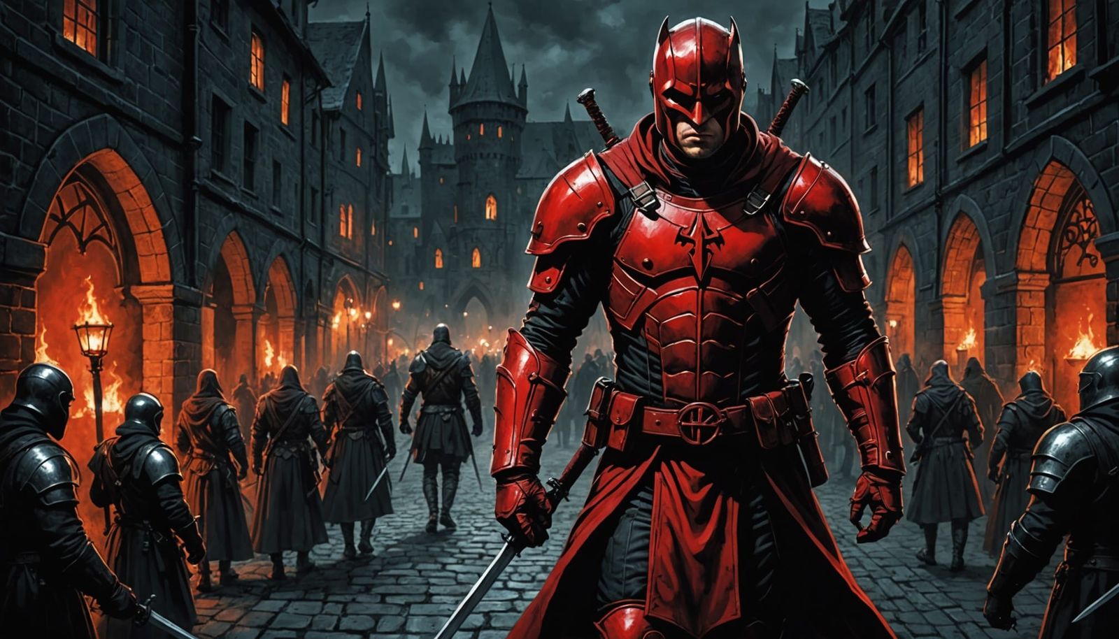 Medieval Daredevil Strolls a Dark Fantasy Marketplace