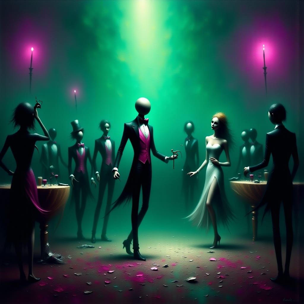 Zombie Prom Night Digital Painting with Eerie Lighting