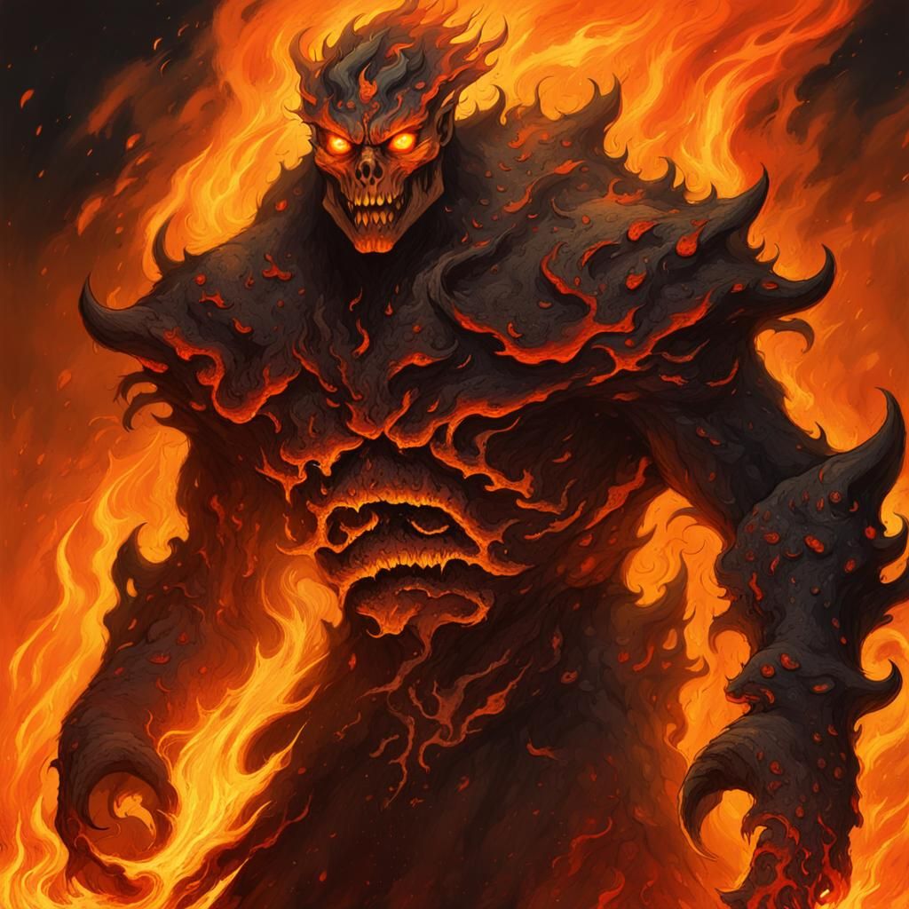 Hellion Portrait in Fiery Dark Fantasy Style