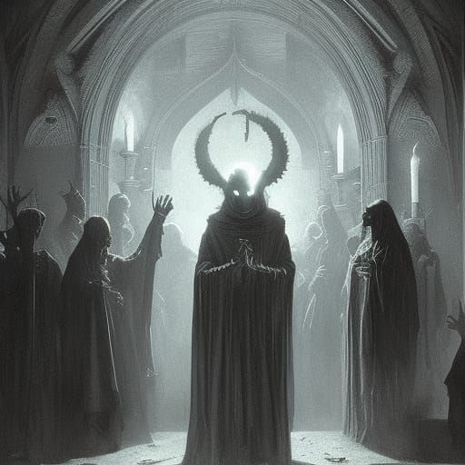 Archaic Necromancer Leading a Dark Cult