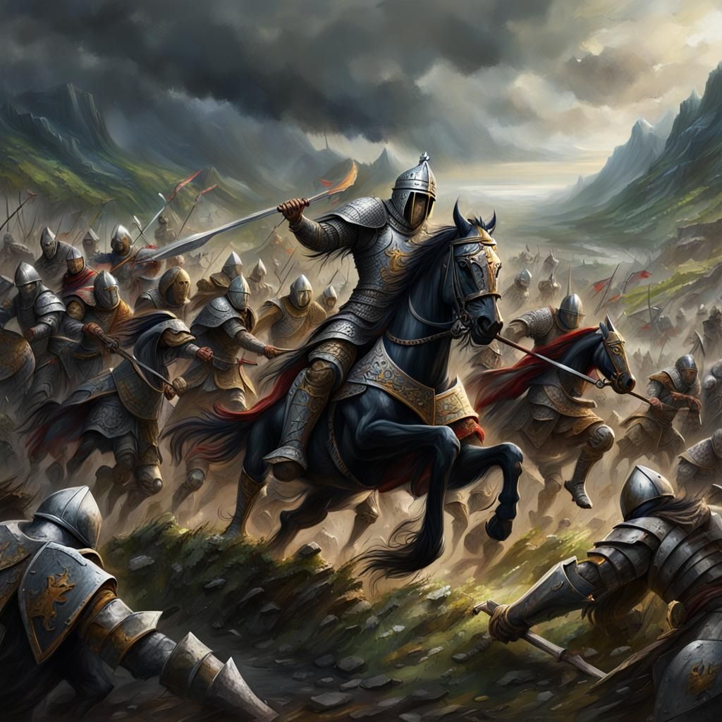 Epic Medieval Battle in Mountain Valley