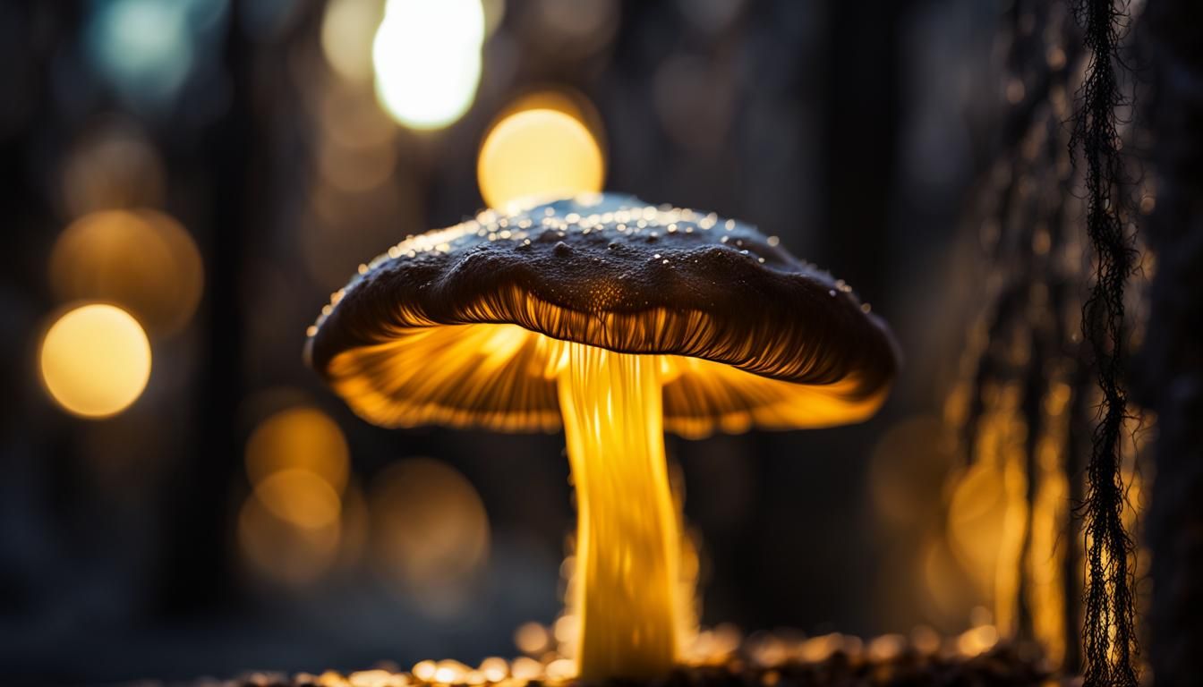 Noir Mushroom in Backlit Alleyway