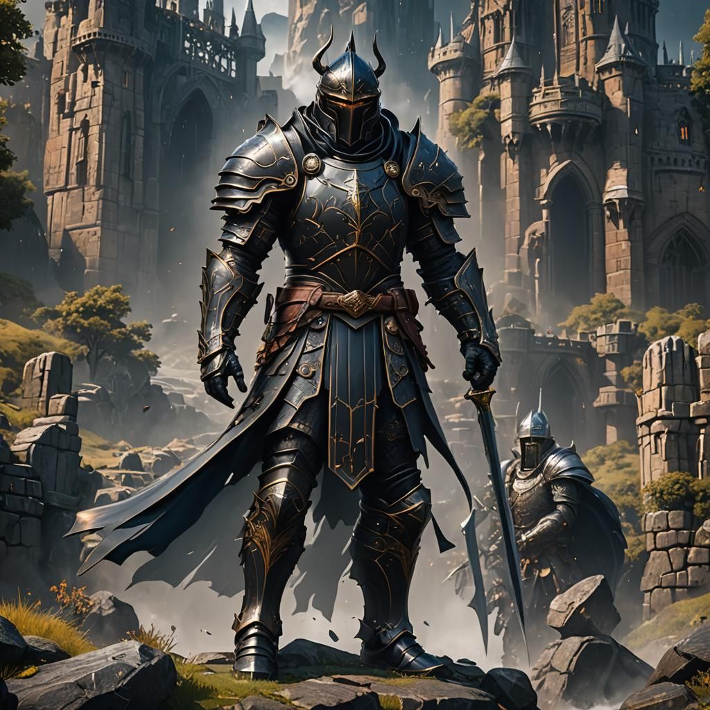 Detailed Black Shardplate Armor Concept Art