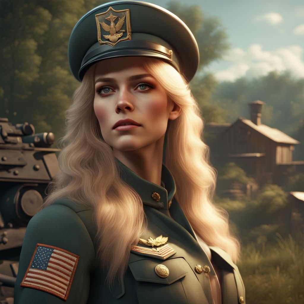 Southern Belle in Uniform: 8K Fantasy Art