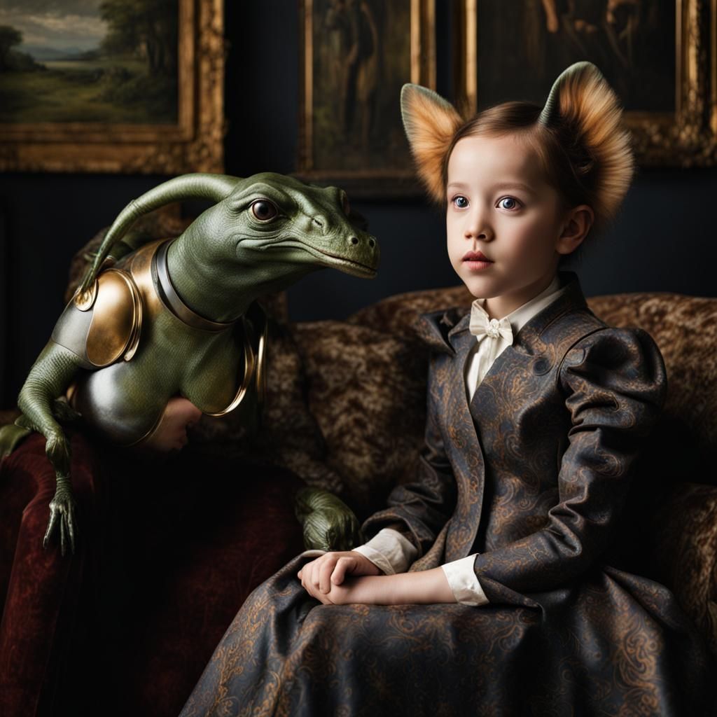 Having her portrait taken at Bistro Bizzarro...