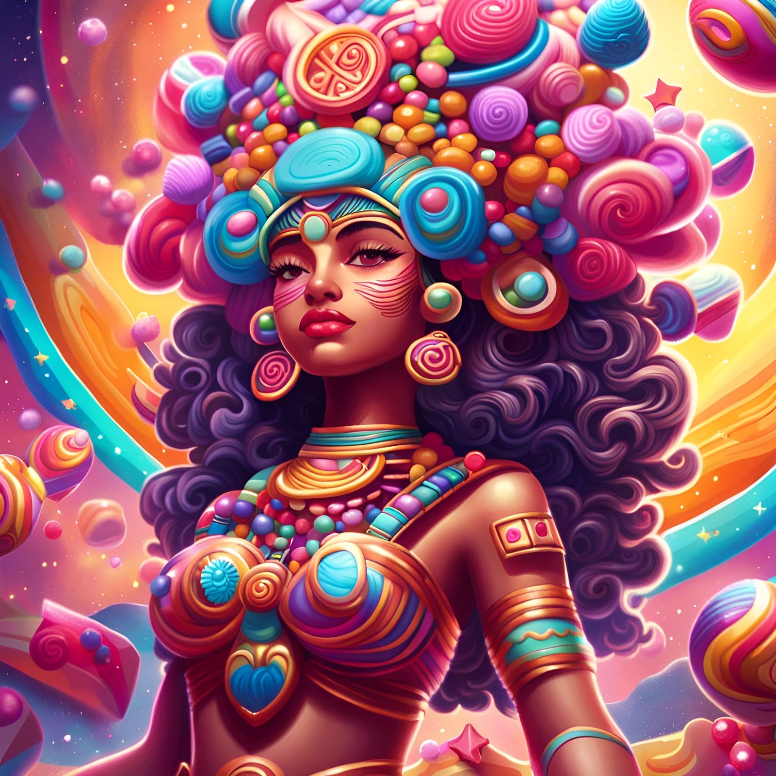 Aztec Goddess of Milky Way in Candy Art Style