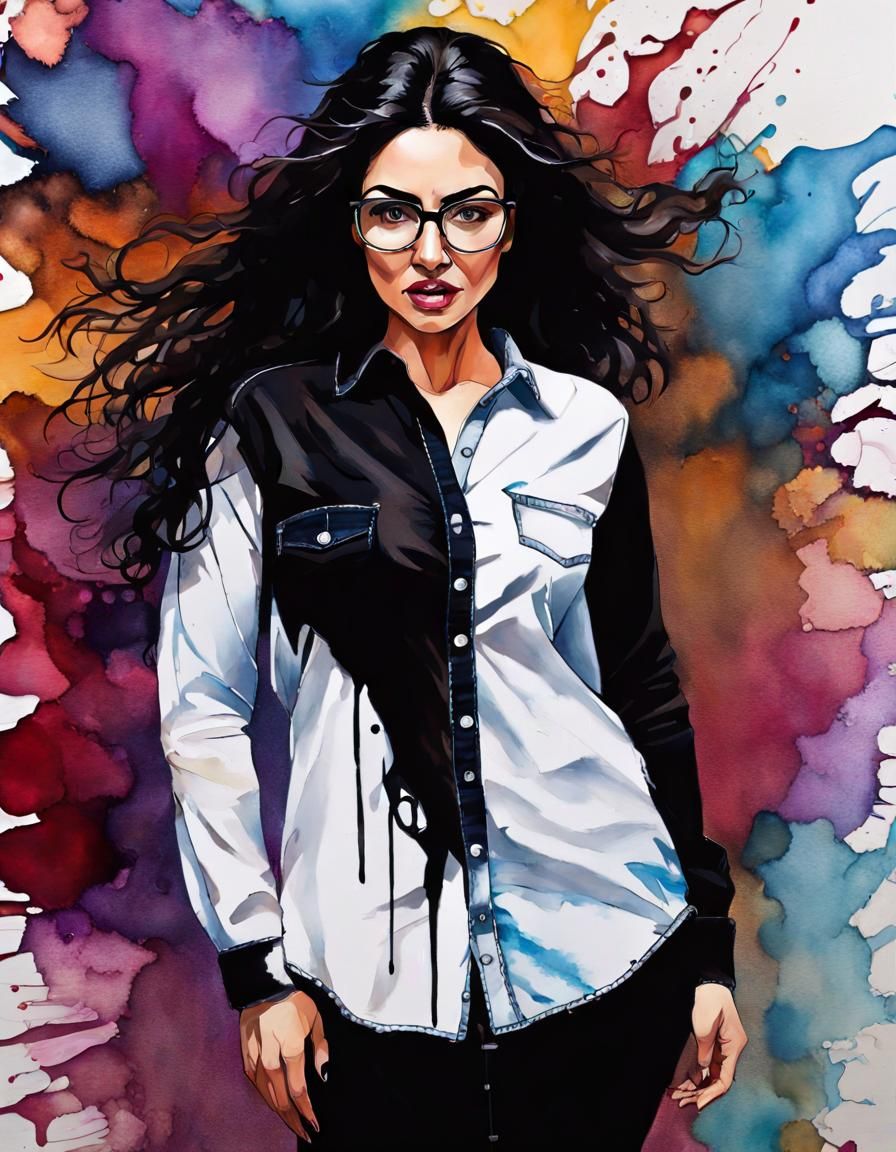 Hyperreal Alcohol Ink Portrait of a Middle Eastern Athlete